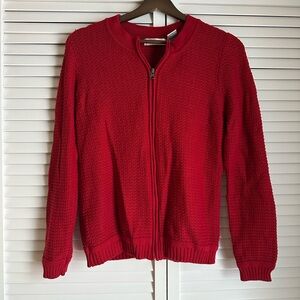 ❤️ Red Knit Zip Up Sweater